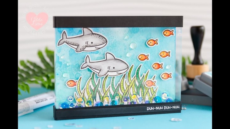 Jawesome DIY Aquarium Card Ft. Lawn Fawn's Duh-Nuh Stamp Set