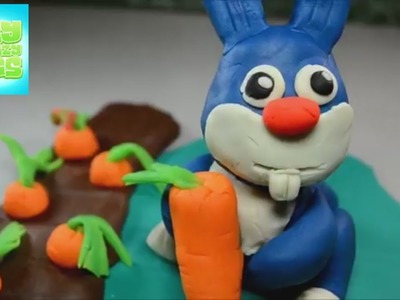 Play Dough DIY How To Make Little Funny Bunny Rabbit With Play Doh Easy Clay Modeling Craft