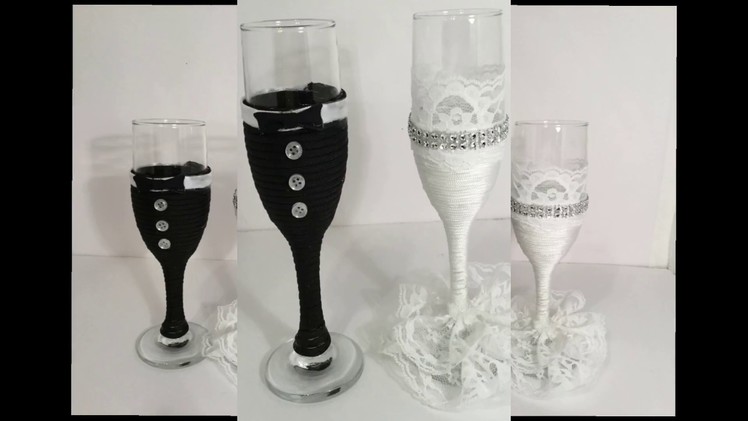 SHORT DIY - BRIDE AND GROOM TOASTING WINE GLASSES