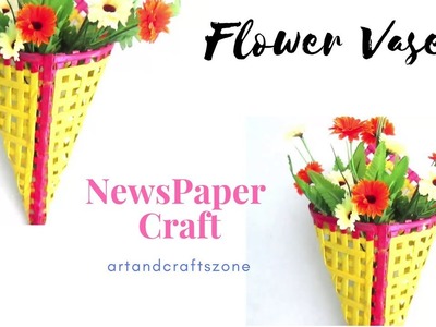 Simple Newspaper  Flower Vase | DIY newspaper crafts | Best out of Waste | wall hanging | wall decor