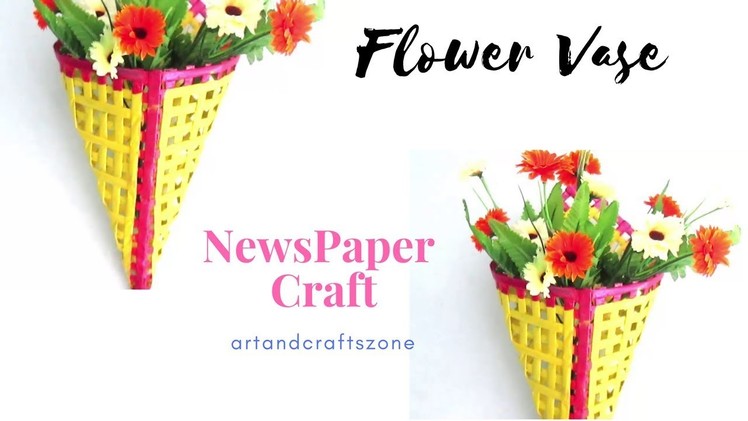 Simple Newspaper  Flower Vase | DIY newspaper crafts | Best out of Waste | wall hanging | wall decor