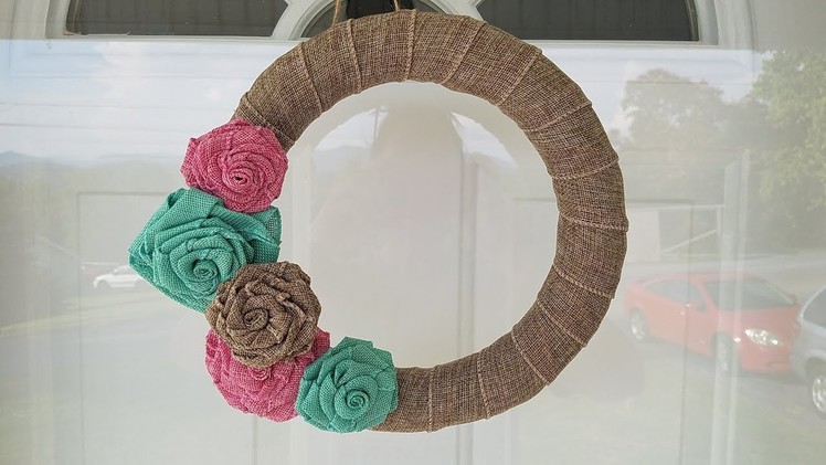 Burlap roses wreath~Dollar Tree DIY