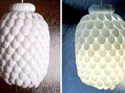 Creative DIY Lamp life hack  Bottle with Spoon at Homemade. How to make  DIY Lamps Chandeliers