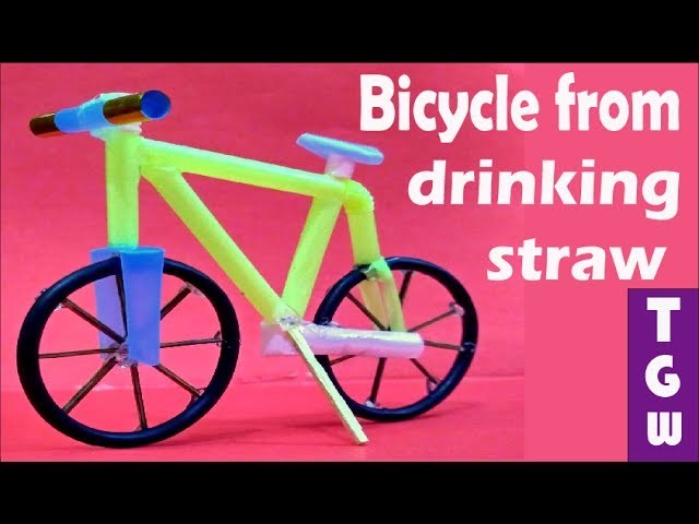 Diy ahndmade bicycle from drinking straws for kids