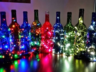 DIY-Art Attack. 5 minutes Bottal Lamp Home Decor Ideas With Recycle Glass bottle at Home