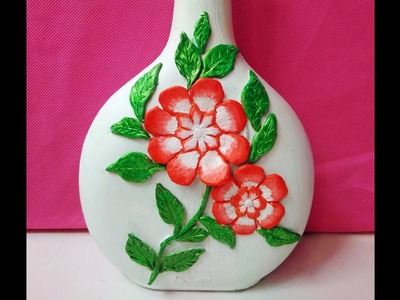 DIY-Bottle decoration with Clay Flower