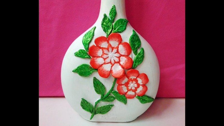 DIY-Bottle decoration with Clay Flower