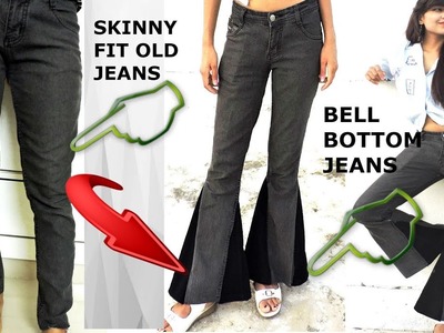 DIY: Convert OLD Skinny Fit Jeans into BELL BOTTOM JEANS. Diy Bell Bottom Pants
