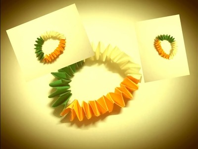 DIY  Independence day paper quilling bracelet, origami paper bracelet with India flag colours