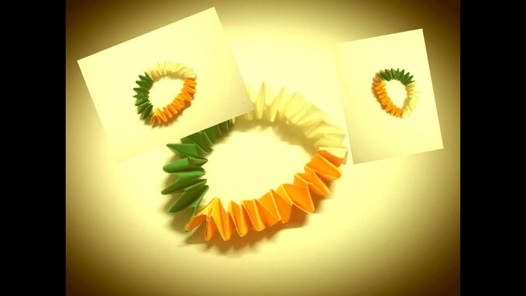 DIY  Independence day paper quilling bracelet, origami paper bracelet with India flag colours