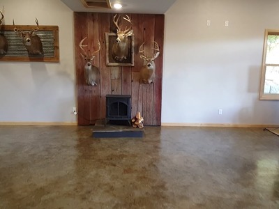 DIY Man cave on a budget-concrete stain & Rustic, low cost touches