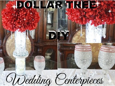 DOLLAR TREE DIY BLING WEDDING CENTREPIECES |DIY GLAM DECOR | HOME DECOR IDEAS