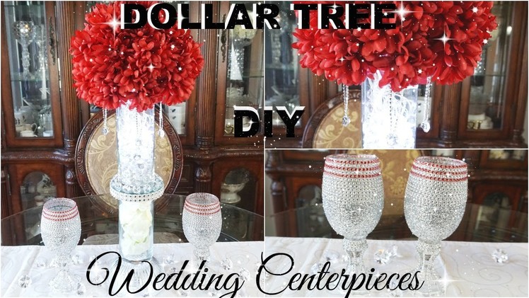 DOLLAR TREE DIY BLING WEDDING CENTREPIECES |DIY GLAM DECOR | HOME DECOR IDEAS