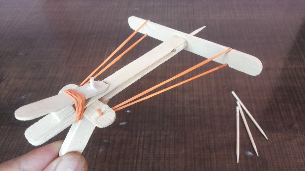 How to make a Mini Crossbow with Popsicle Stick - DIY.