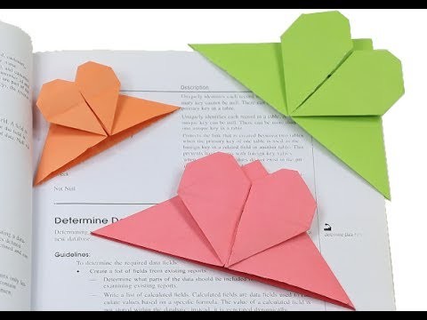 How to make a Simple Heart Shaped Paper Bookmark | Easy Paper Heart Bookmark Origami Crafts for kids