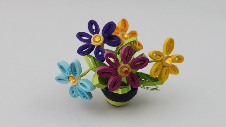 Table decoration quilling flowers in a pot DIY miniature decoration papercraft doll house deco