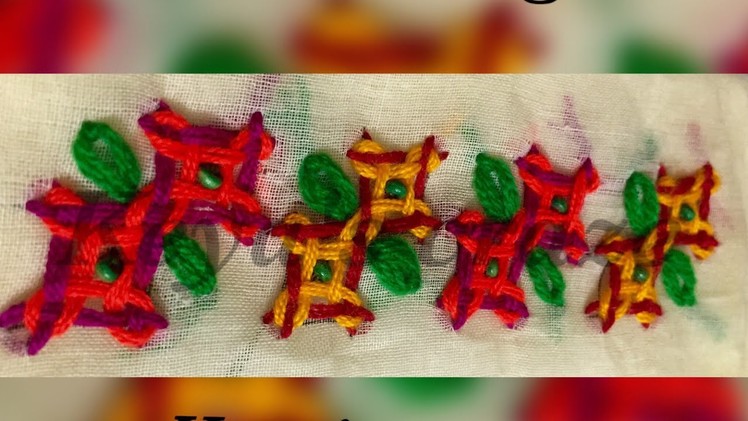 Border design(interlaced.gujrati.marash.sindhi stitch) | Keya's  craze| hand embroidery-66