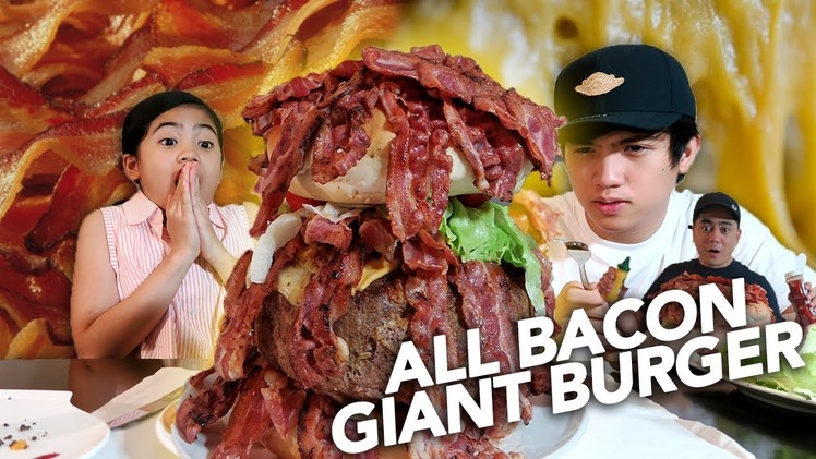 DIY ALL BACON GIANT BURGER FOR DAD!!! | Ranz and Niana