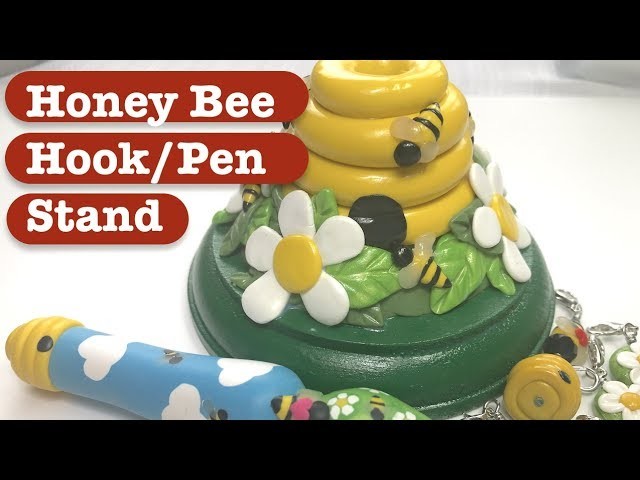 DIY Polymer Clay Honey Bee Hook or Pen Stand