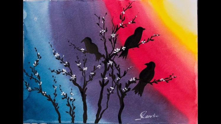 Easy Watercolor Painting - Rainbow Birds
