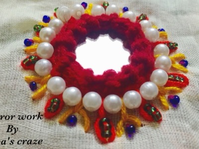 Hand embrodiary design | Mirror work design with pearl bead | Keya's craze | hand embroidery-79