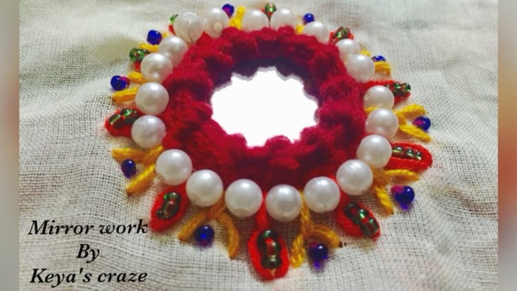 Hand embrodiary design | Mirror work design with pearl bead | Keya's craze | hand embroidery-79