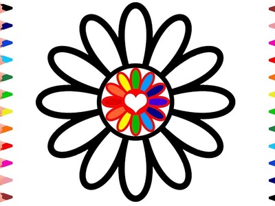 How to Draw Flower | Rainbow Flower coloring Pages for kids | Setoys