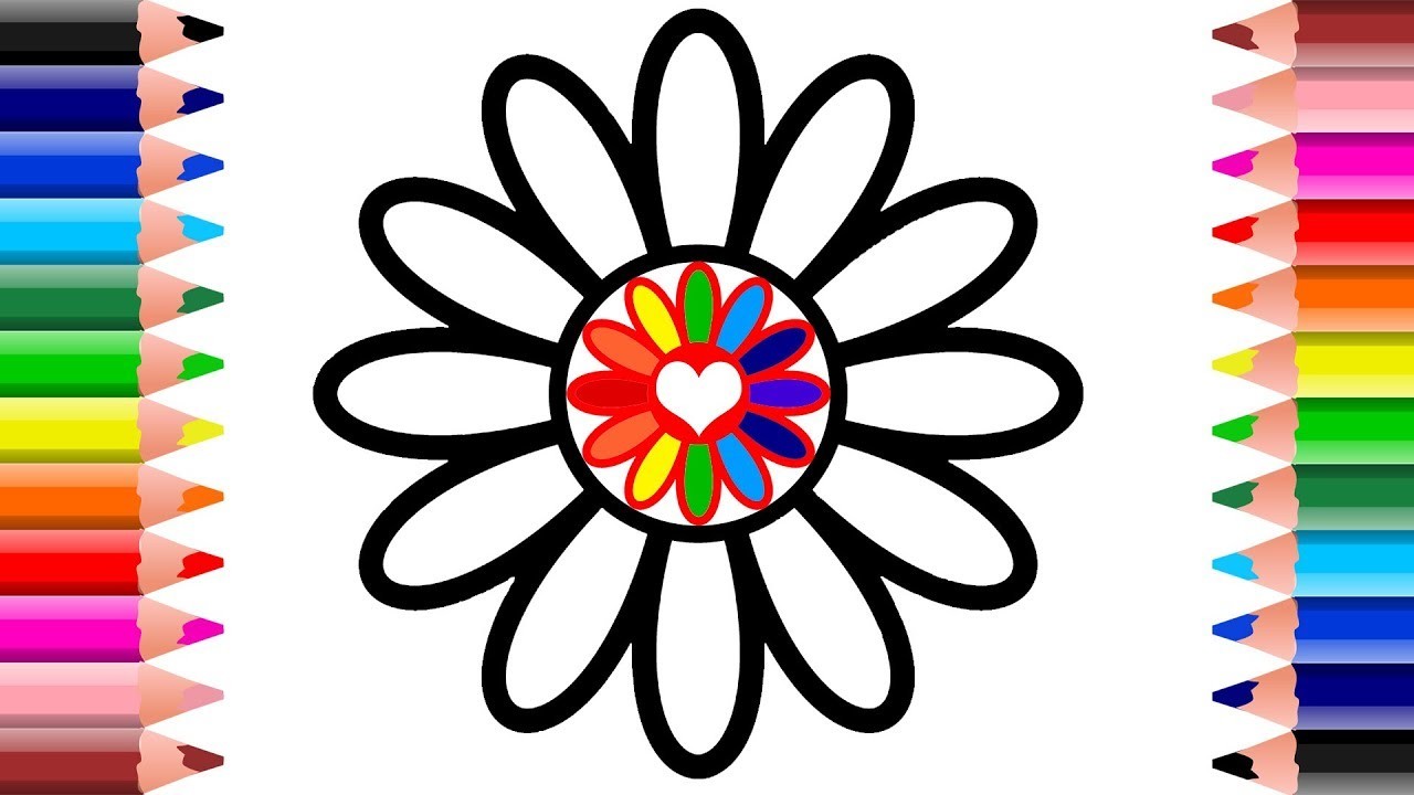 How to Draw Flower, Rainbow Flower coloring Pages for kids, Setoys