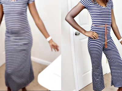 HOW TO TURN A SUMMER MAXI DRESS TO JUMPSUIT! (Sewing Tutorial)