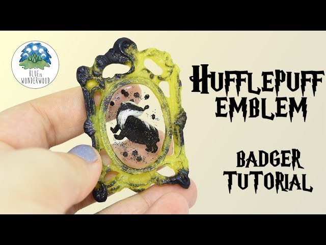 Hufflepuff Emblem from Harry Potter - Polymer Clay & Resin Tutorial - Blue in Wonderwood