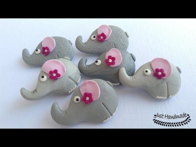 ~JustHandmade~ How to make a polymer clay (fimo) elephant brooch