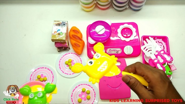 Kids craft kitchen set Baby doll and Hello Kitty Kitchen car surprise eggs and food toys play