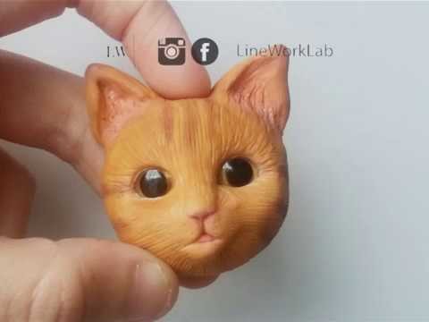 [LineWorkLab] Polymer clay cat head making of time-lapse. speed sculpting