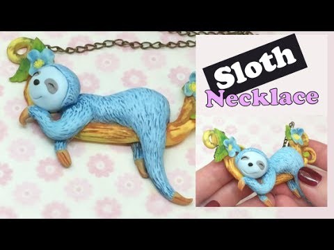Polymer clay necklace- Sloth- Tutorial