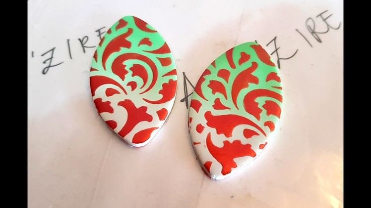 Using stencil for designing on polymer clay