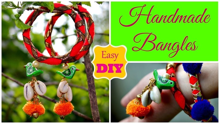 DIY Bangles making | Handmade Gota Bangles | Pompom and Parrot Dangler Bangles || Pompoms & Tassels