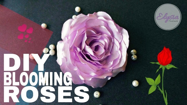 DIY Beautiful Blooming Roses With Satin Ribbon | by Elysia Handmade