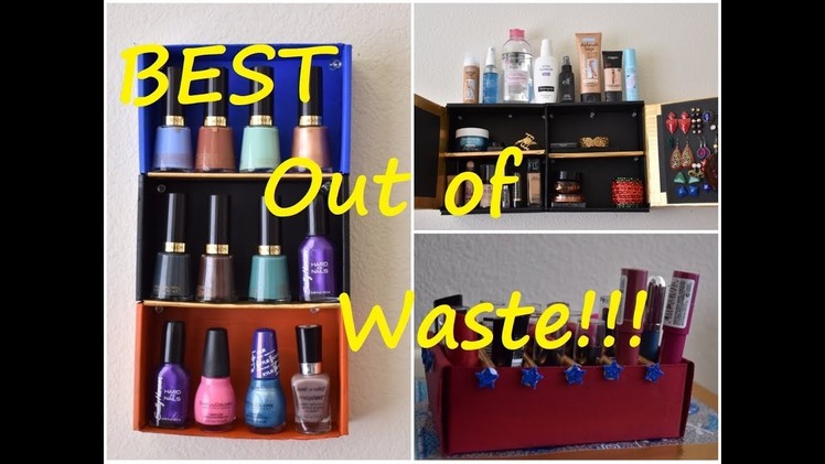 DIY: Best 4 Makeup Organizer tips using old Card Board boxes  | TheIndoWesternGirl