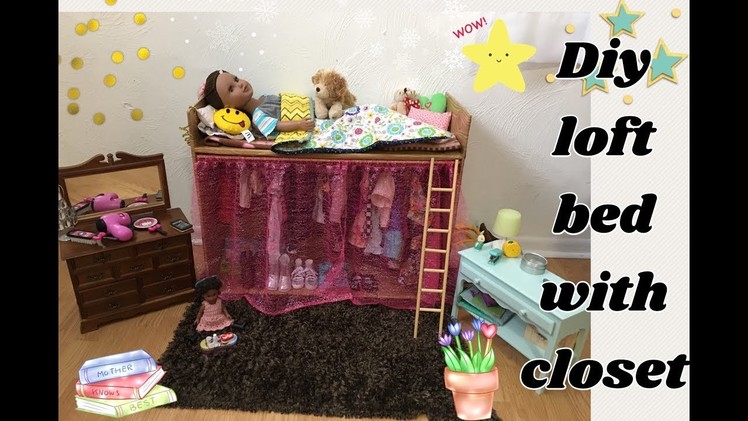 DIY cardboard loft bed with closet 18inch doll furniture Journey girl AG