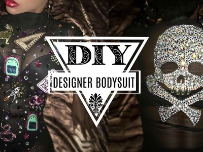 DIY Embellished Designer Bodysuit | DIY Diamond Skull Applique????