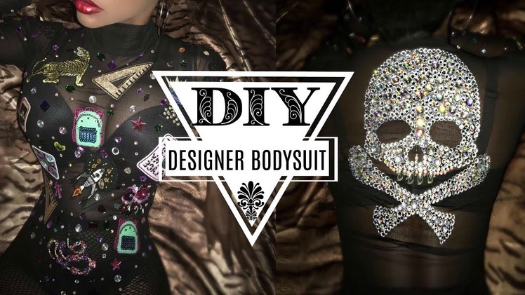 DIY Embellished Designer Bodysuit | DIY Diamond Skull Applique????