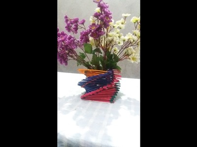 DIY flower pot or pen stand using sticks