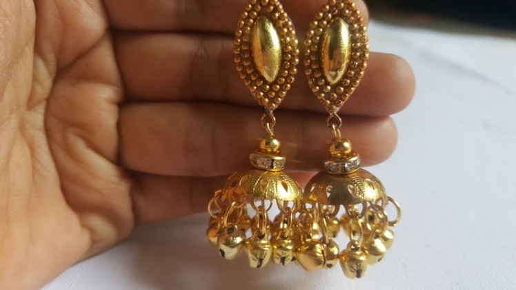 (DIY)HOW TO MAKE GOLDEN PARTY WEAR JHUMKA.THE STUNNING HANDMADE'S. ❤