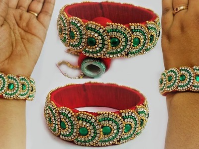 DIY Silk Thread Green diamond bangle Making | Home made designer bangle making | Today Fashion
