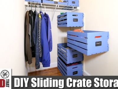 DIY Sliding Wood Crate Storage | Small Closet Upgrade