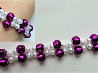 Fancy pony beads bracelet. Easy beading for beginners