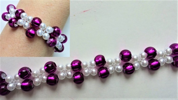 Fancy pony beads bracelet. Easy beading for beginners