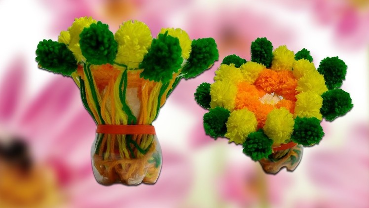 Flower Bouquet | How to Make Flower Bouquet with Plastic Bottle and Woolen