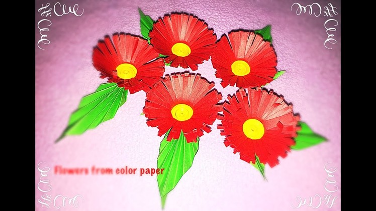 Making of flowers with color papers.Origami easy flower making.decorative flowers