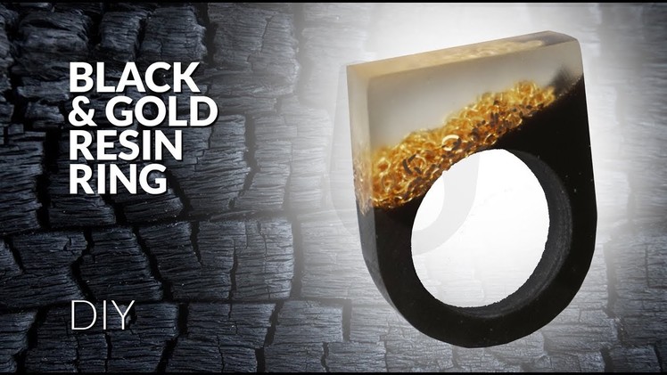 Resin Ring DIY MODERN Black resin & Gold